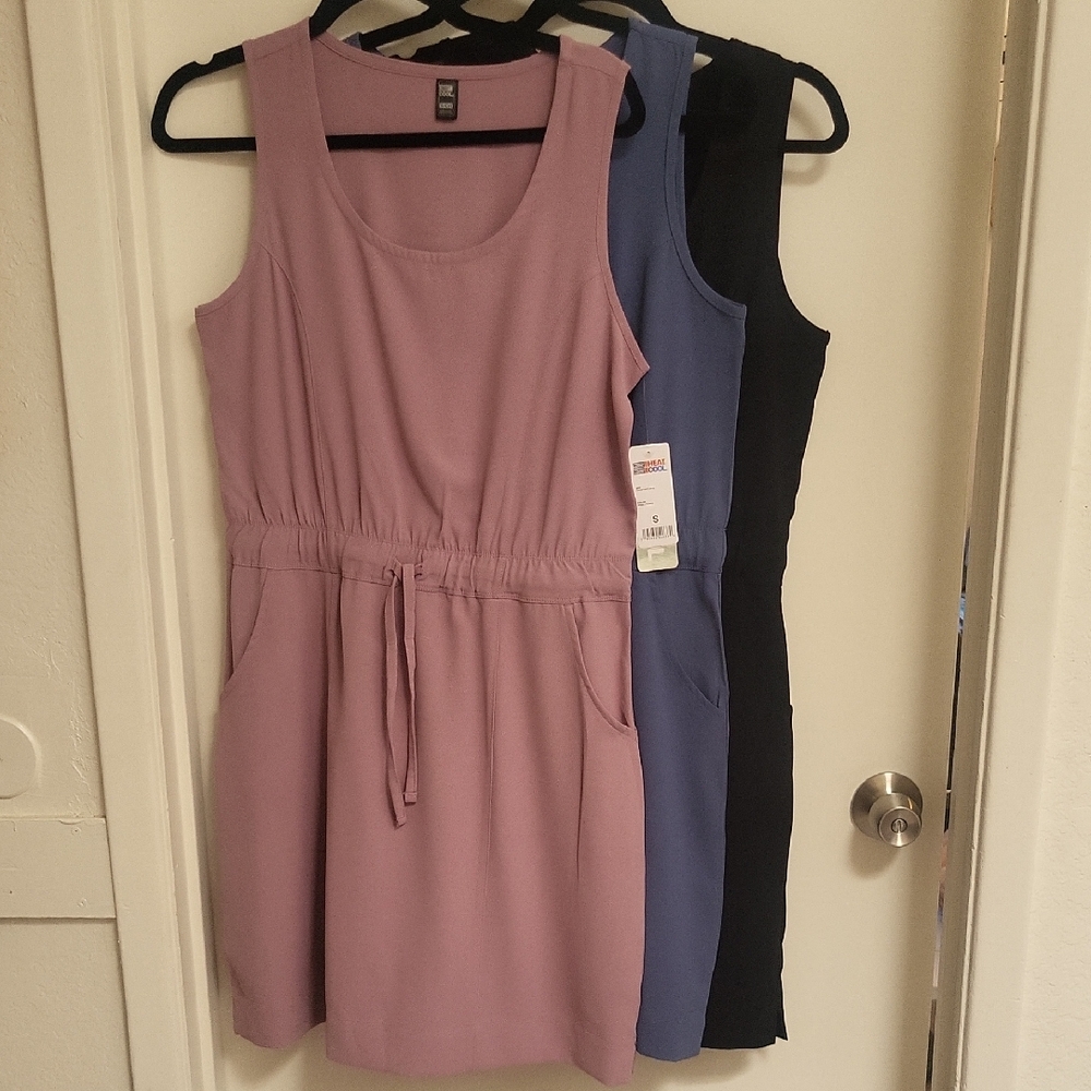 Bundle!3 Size Small 32 Degrees Sleeveless Dresses in Pink, Blue, and Black